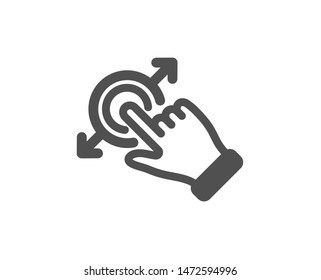Drag and drop arrow sign. Touchscreen gesture icon. Swipe action symbol. Classic flat style. Simple touchscreen gesture icon. Vector