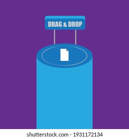 Drag and drop concept background. Upload symbol. Logo design element