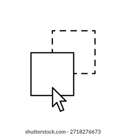 Vector de contorno de icono de cursor de arrastrar y soltar