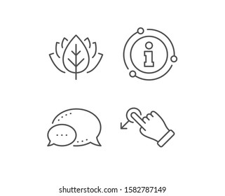 Drag drop gesture line icon. Chat bubble, info sign elements. Slide arrow sign. Swipe action symbol. Linear drag drop outline icon. Information bubble. Vector