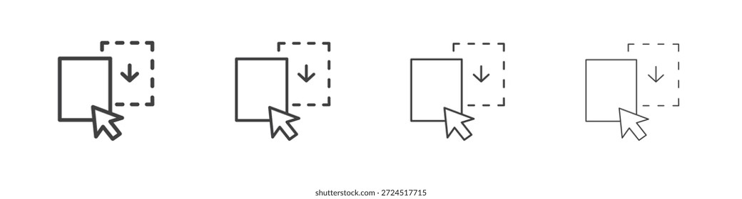 Concepto de icono de arrastrar y soltar Pictograma lineal. Ilustración de elemento simple.