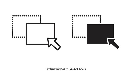 Ilustración de icono de arrastrar y soltar, Vector de línea delgada, signo de Diseño web,