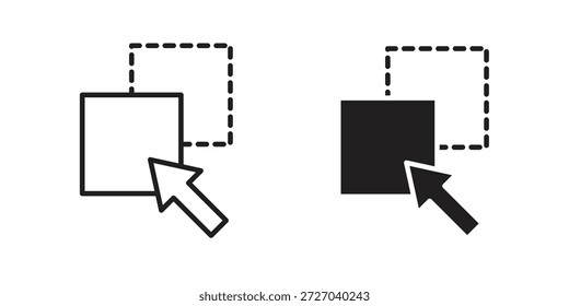 Icono de arrastrar y soltar sobre fondo blanco. Icono de Vector de acciones
