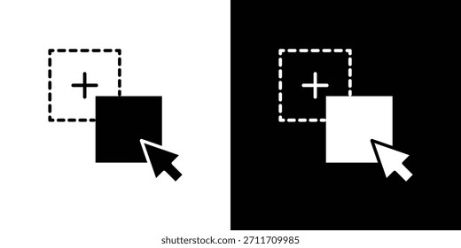 Icono de arrastrar y soltar Establecer colección. Silueta de Vector.