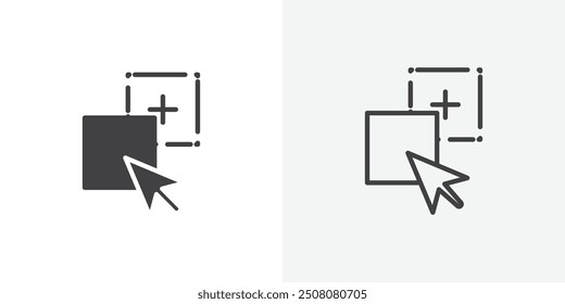 Icono de arrastrar y soltar en estilo sólido y delineado