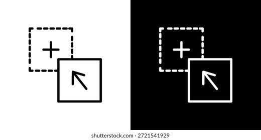 Drag and drop icon in trendy stroke thin linear style.