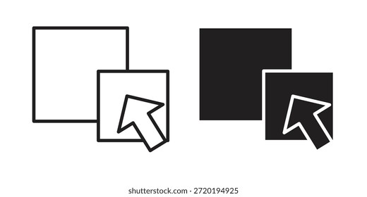 Arrastrar y soltar iconos. Píxel perfecto. Icono de contorno de Vector. Concepto de logotipo plano.