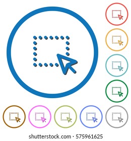 Drag and drop operation flat color vector icons with shadows in round outlines on white background