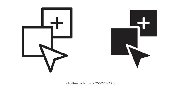 Conjunto de iconos de Vector de arrastrar y soltar relleno negro y estilo delineado.