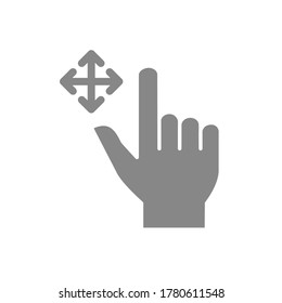 Arrastre el botón con el icono gris de dos dedos. Símbolo de gestos de pantalla multitáctil