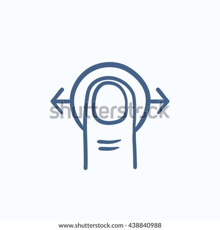 Drag horizontally touch screen gesture vector sketch icon isolated on background. Hand drawn Drag horizontally touch screen gesture icon. Drag horizontally sketch icon for infographic, website or app.