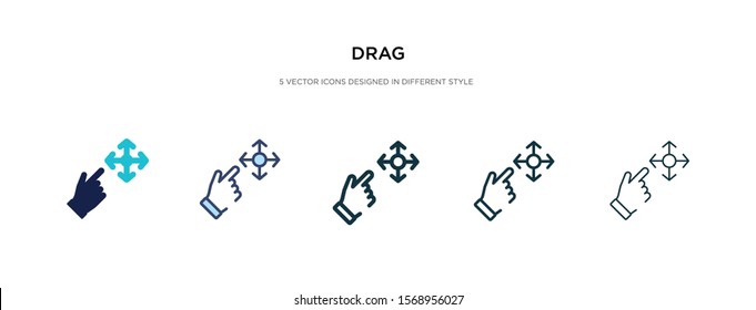 drag icon in different style vector illustration. two colored and black drag vector icons designed in filled, outline, line and stroke style can be used for web, mobile, ui