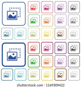 Drag image to bottom left color flat icons in rounded square frames. Thin and thick versions included.