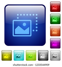 Drag image to bottom left icons in rounded square color glossy button set