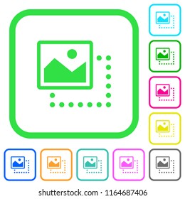 Drag image to top left vivid colored flat icons in curved borders on white background