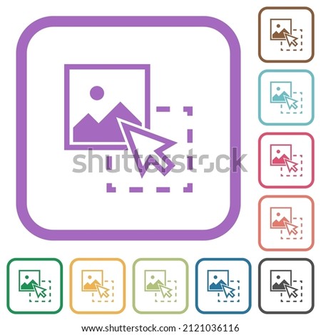 Drag image to upload simple icons in color rounded square frames on white background