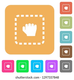 Drag item flat icons on rounded square vivid color backgrounds.