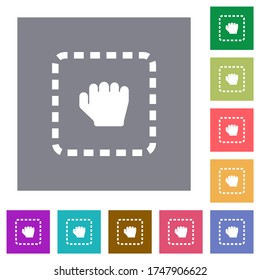 Drag item flat icons on simple color square backgrounds