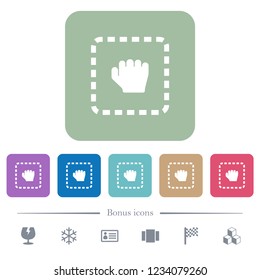Drag item white flat icons on color rounded square backgrounds. 6 bonus icons included
