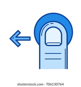 Drag left vector line icon isolated on white background. Drag left line icon for infographic, website or app. Blue icon designed on a grid system.