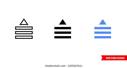 Drag list up icon of 3 types: color, black and white, outline. Isolated vector sign symbol.