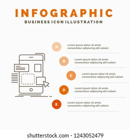 drag, mobile, design, ui, ux Infographics Template for Website and Presentation. Line Gray icon with Orange infographic style vector illustration