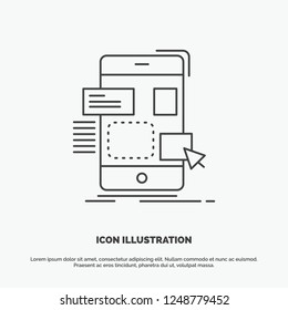 drag, mobile, design, ui, ux Icon. Line vector gray symbol for UI and UX, website or mobile application