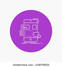 drag, mobile, design, ui, ux White Line Icon in Circle background. vector icon illustration