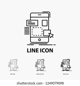 Drag, Mobile, Design, Ui, Ux Icon In Thin, Regular And Bold Line Style. Vector Illustration