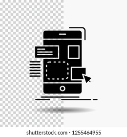 drag, mobile, design, ui, ux Glyph Icon on Transparent Background. Black Icon
