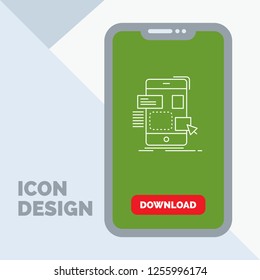 drag, mobile, design, ui, ux Line Icon in Mobile for Download Page