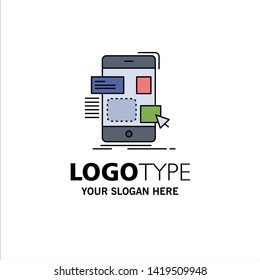 drag, mobile, design, ui, ux Flat Color Icon Vector