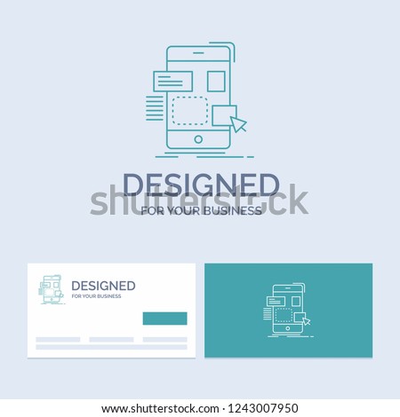 drag, mobile, design, ui, ux Business Logo Line Icon Symbol for your business. Turquoise Business Cards with Brand logo template