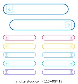 Drag object icons in rounded color menu buttons. Left and right side icon variations.