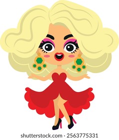 Drag queen artist, diva, cute illustration