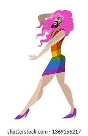 Drag Queen With Pride Flag Dress