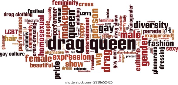 Drag queen word cloud concept. Collage made of words about drag queen. Vector illustration