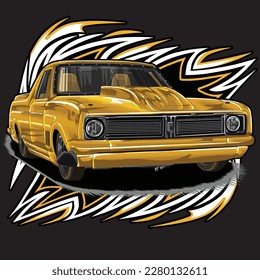 drag race illustration isolated in black background for poster, t-shirt, graphic design, business element and card