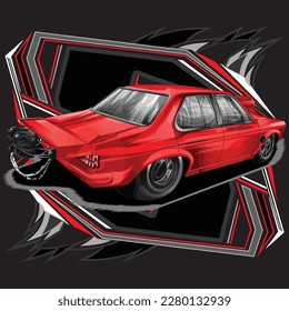 drag race illustration isolated in black background for poster, t-shirt, graphic design, business element and card