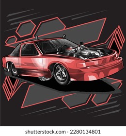 drag race illustration isolated in black background for poster, t-shirt, graphic design, business element and card