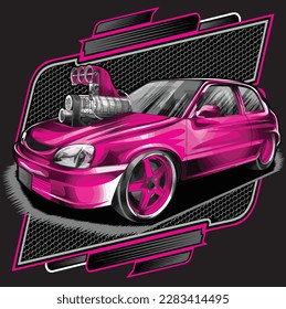 drag race illustration isolated in black background for poster, t-shirt, graphic design, business element and card