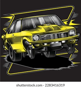 drag race illustration isolated in black background for poster, t-shirt, graphic design, business element and card