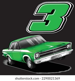 drag race illustration isolated in black background for poster, t-shirt, graphic design, business element and card