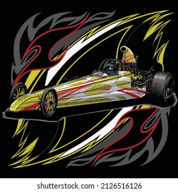 drag race isolated on black background for poster, t shirt print, business element, social media content, blog, sticker, vlog, and card. vector illustration.