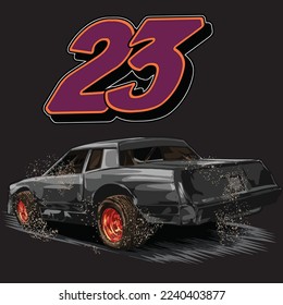 drag race isolated on black background for poster, t-shirt print, business element, social media content, blog, sticker, vlog, and card. vector illustration.