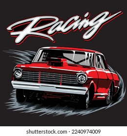 drag race isolated on black background for poster, t-shirt print, business element, social media content, blog, sticker, vlog, and card. vector illustration.