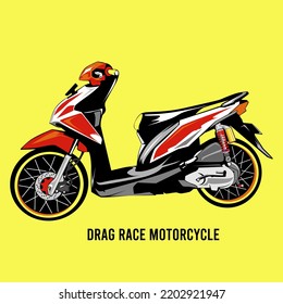 Drag Race Motorcycle Design Drawing Illustration Perfect For Stickers, T-shirts, Backdrops, Posters