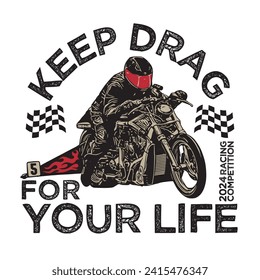 Drag Race Motorcycle perfect for logo event and t shirt design 