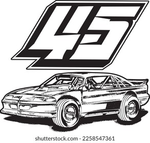 Drag race outline illustration for poster, digital printing, for graphic design and for t-shirt