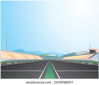 Drag race track. Track racing caroon vector background